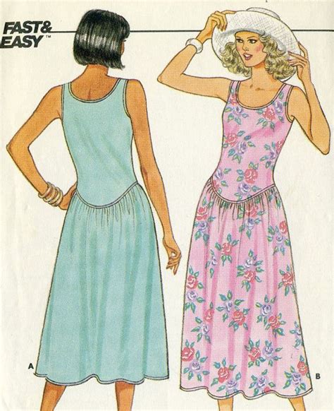 Vintage Butterick 3741 Summer Drop Waist Knit Dress Sewing Etsy