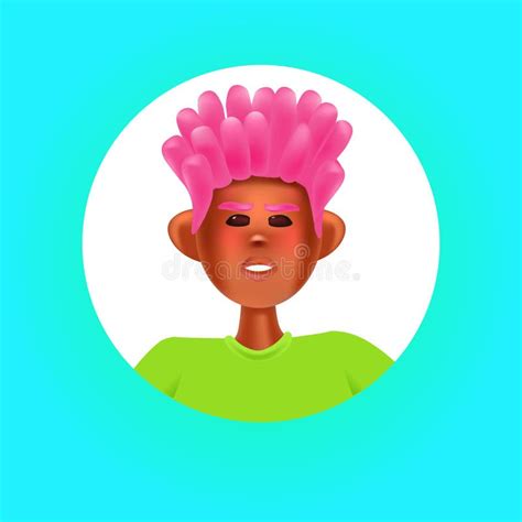 Male Person Head In Round Frame Cute Hipster Man Avatar Cartoon