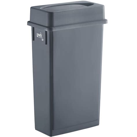 Lavex Janitorial 23 Gallon Gray Slim Rectangular Trash Can And Gray