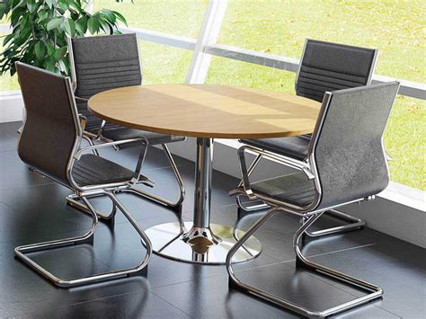 Tcs Round Meeting Table On Chrome Trumpet Base Rapid Office Furniture