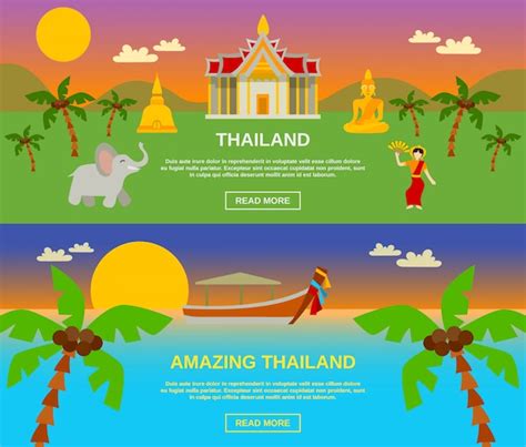 Free Vector Amazing Thailand Banners Set