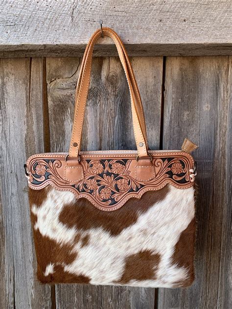 Cowhide Calamity Tooled Top Purse Cowhide Purse Tooled Leather