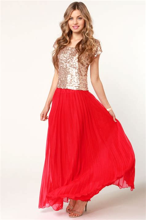 pretty pleated skirt red skirt maxi skirt 44 00 lulus