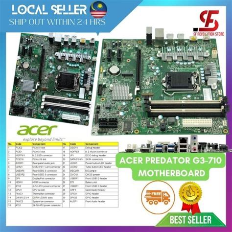 Acer Predator G3 710 Motherboard 母板 Lazada