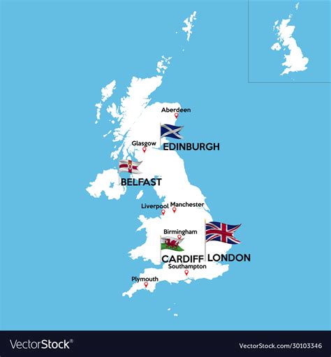 Map United Kingdom And Ireland Royalty Free Vector Image