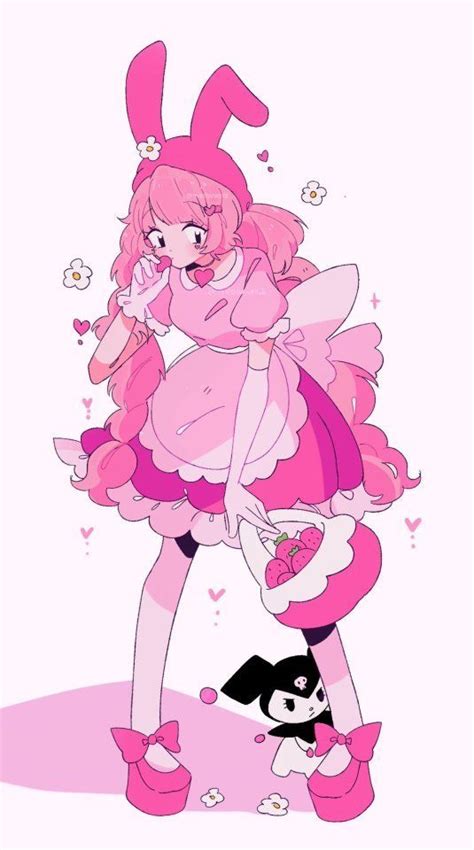 My Melody Fan Art Kuromi Hello Kitty Sanrio In 2021 Cartoon Art