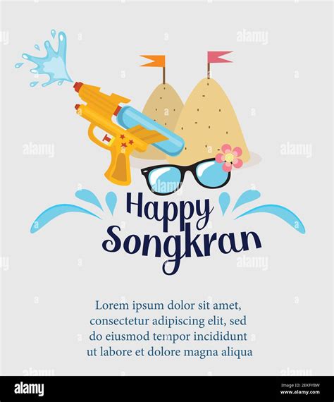 happy songkran festival thailand beautiful design background vector illustration stock vector