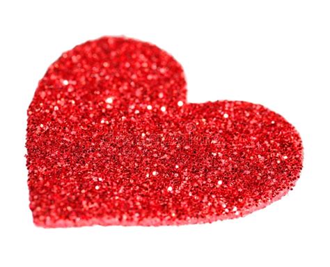 Corazón Rojo Del Brillo Aislado En Blanco Día De Tarjetas Del Día De
