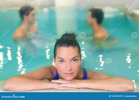 Spa Woman Portrait Relaxed In Pool Water Stock Image Image Of Posing
