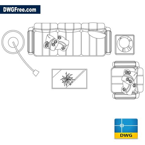 Living Room With Sofas Dwg Download Autocad Blocks Model Autocad