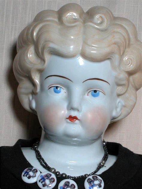 Large Antique German Blonde Shoulder Head China Doll Attractive Outfit
