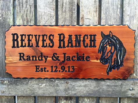 Personalized Rustic Wood Sign Outdoor Wooden Farm Sign With Horse Head