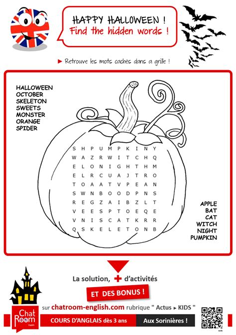 Trouver 15 Mots En Rapport Avec Halloween En Anglais - HIDDEN WORDS | Happy Halloween ! - Chat Room English