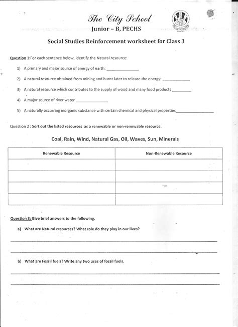 How did hodja say he could prove his answer to the third question? The City School: Worksheet for Class - 3((English, Maths, Science & S.S.T)