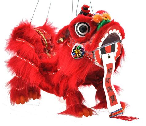 Hot Pink Chinese Lion Dragon Marionette Puppet Toys