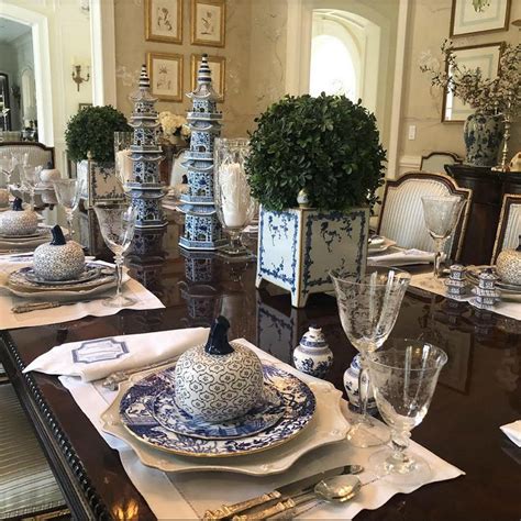 Setting A Blue And White Fall Table The Enchanted Home Enchanted