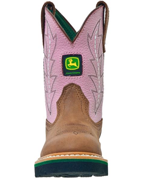 John Deere Youth Girls Johnny Popper Pink Western Boots Round Toe
