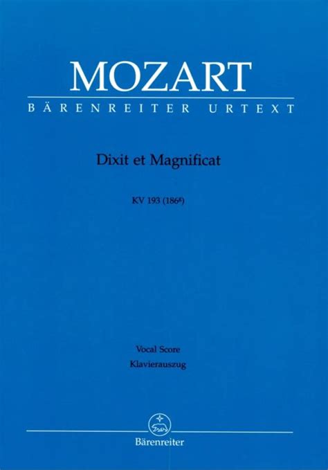 Dixit Et Magnificat Kv 193 186g Von Wolfgang Amadeus Mozart Im