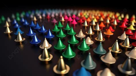 Assorted Push Pins In Various Shapes And Colors Rendered In 3d