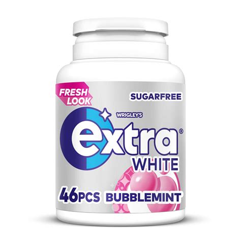Extra White Bubblemint Chewing Gum Sugar Free Bottle 46