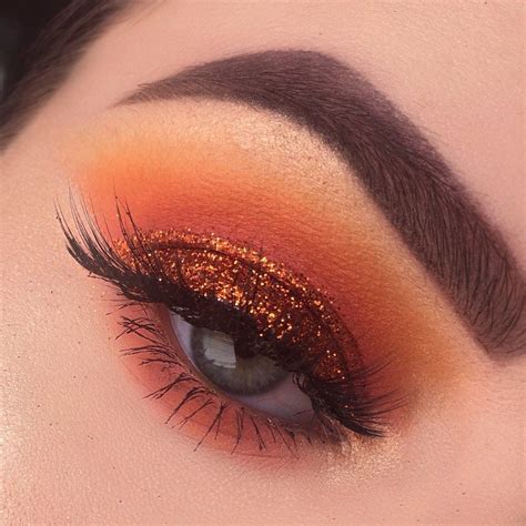 Glitter Pumpkin Orange Eye Makeup Orange Makeup Makeup Eyeshadow