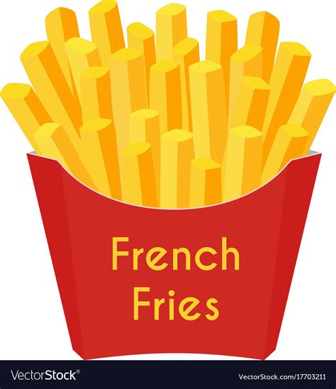 Fast Food French Fries Cartoon Flat Style Vector Image