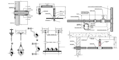 Fire Fighting System Section And Electrical Installation Cad Drawing
