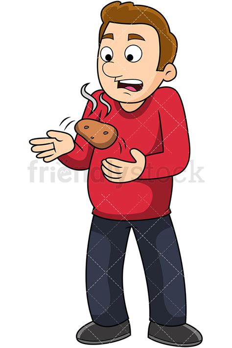 Man Holding Hot Potato Cartoon Vector Clipart Friendlystock
