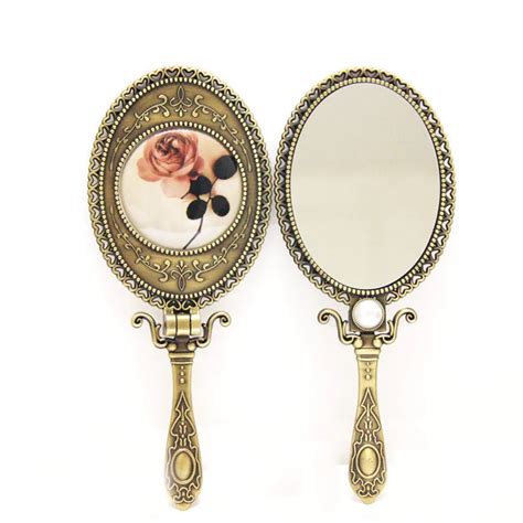 Vintage Folding Carry On Makeup Mirror Vanity Mirror Handle Handheld Mirror In Makeup Mirrors