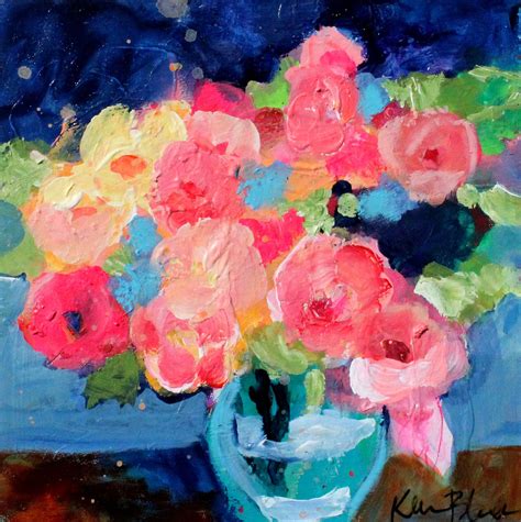 Small Floral Still Life Abstract Flower Acrylic Painting