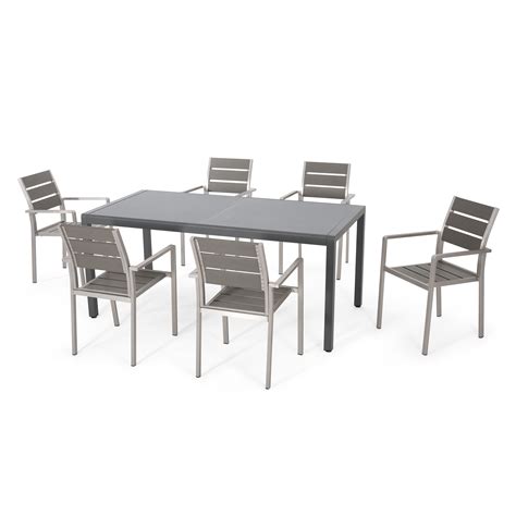 3.9 out of 5 stars 7. Ian Outdoor Modern 6 Seater Aluminum Dining Set with Tempered Glass Table Top, Gun Metal Gray ...