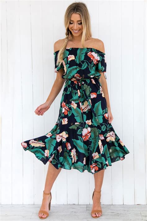 Buy Women 2018 Summer Fashion Sexy Off Shoulder Floral Print Chiffon Dress Boho