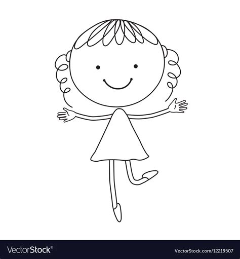 Cartoon Girl In Black Color On White Background Vector Image