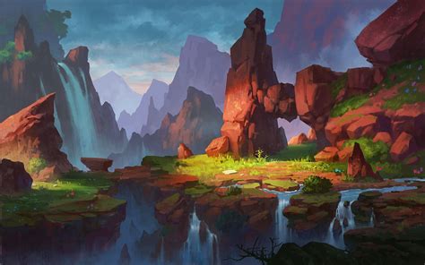 Valley~ Dan Zhao Environment Painting Fantasy Landscape Fantasy