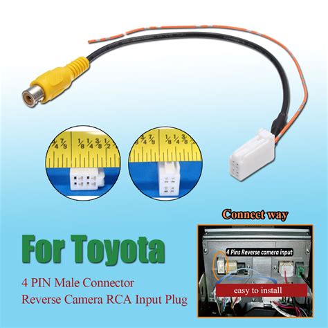 4 Pin Male Connector Radio Back Up Reverse Camera Rca Input Plug Cable