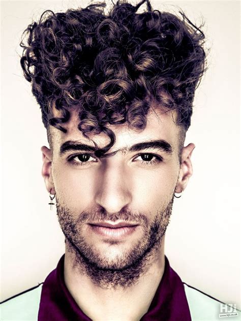 Brunette Curly Mens Pompadour Curly Hair Men Curly Hair Styles