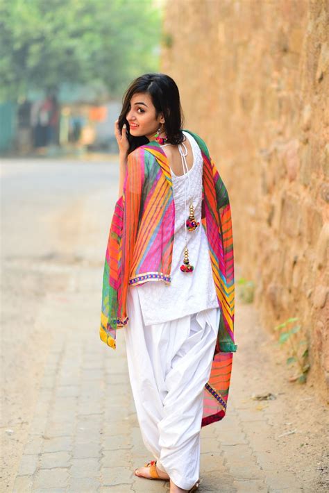 Beautiful Pure Cotton White Color Salwar Suit With Colorful Dupatta For Girl Patiala Suit