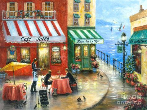 French Cafe By The Sea Painting By Vickie Wade Fine Art America