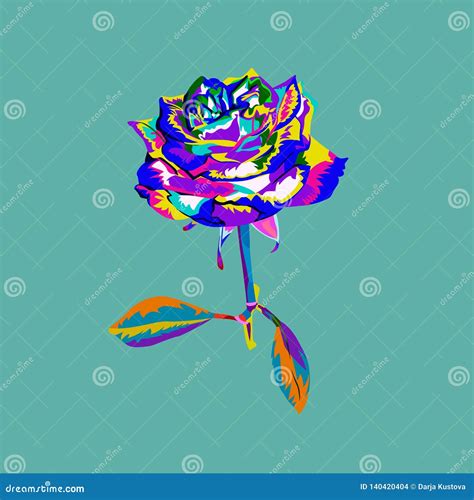 Colorful Rose Flower Icon Vector Beautiful Pop Art Rose Stock Vector