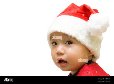 Christmas Santa Baby Boy Isolated On White Stock Photo Alamy