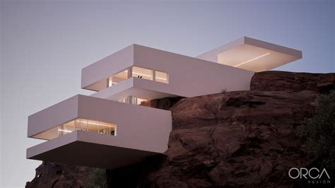 Minimalistic Cliff House Concept In Austvisualization