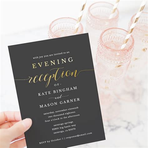 Printable Wedding Reception Invitation Template Evening Etsy