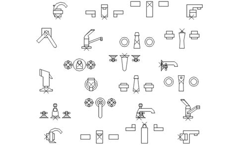 Multiple Bath And Laundry Faucet Blocks Cad Drawing Details Dwg File