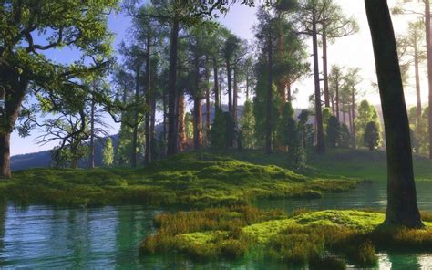 1920x1200 Nature Landscape Trees River Grass Green Calm Sunlight