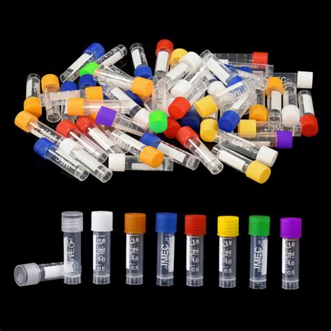 50100pcs 1 10ml Lab Plastic Frost Test Tubes Vial Seal Cap Graduated