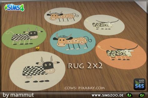 Blackys Sims 4 Zoo Cow Carpet 2x2 By Mammut • Sims 4 Downloads