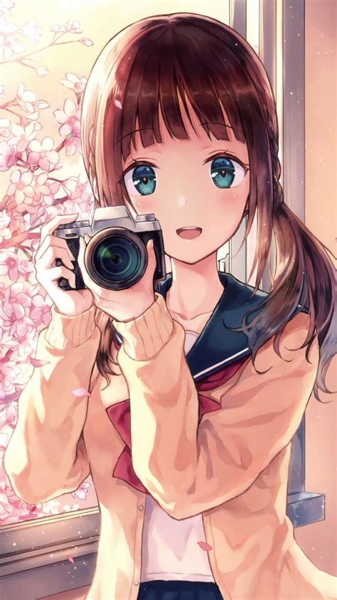 download wallpaper 720x1280 anime girl camera photography samsung galaxy mini s3 s5 neo