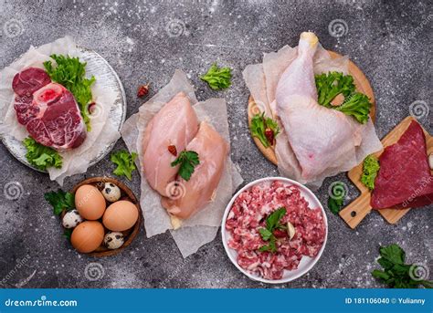 Various Raw Meat Sources Of Animal Protein Stock Photo Image Of Lamb