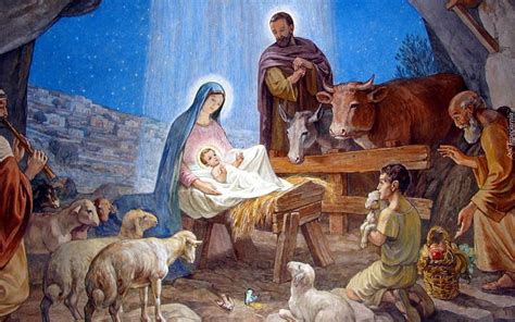 Nativity Jesus Mary Joseph Shepherds Animals Hd Wallpaper Peakpx