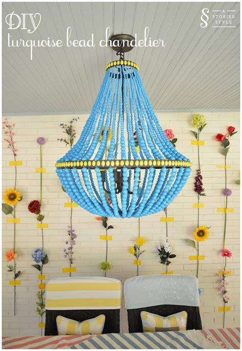 Diy crystal chandelier tutorial | elegance for only $20. DIY Tutorial: Turquoise Bead Chandelier - A Storied Style